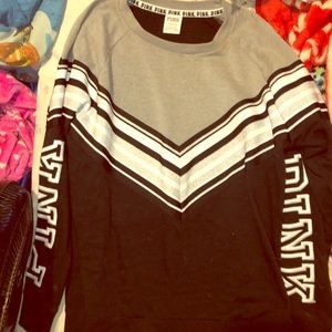 Grey, black & white “PINK” pull over